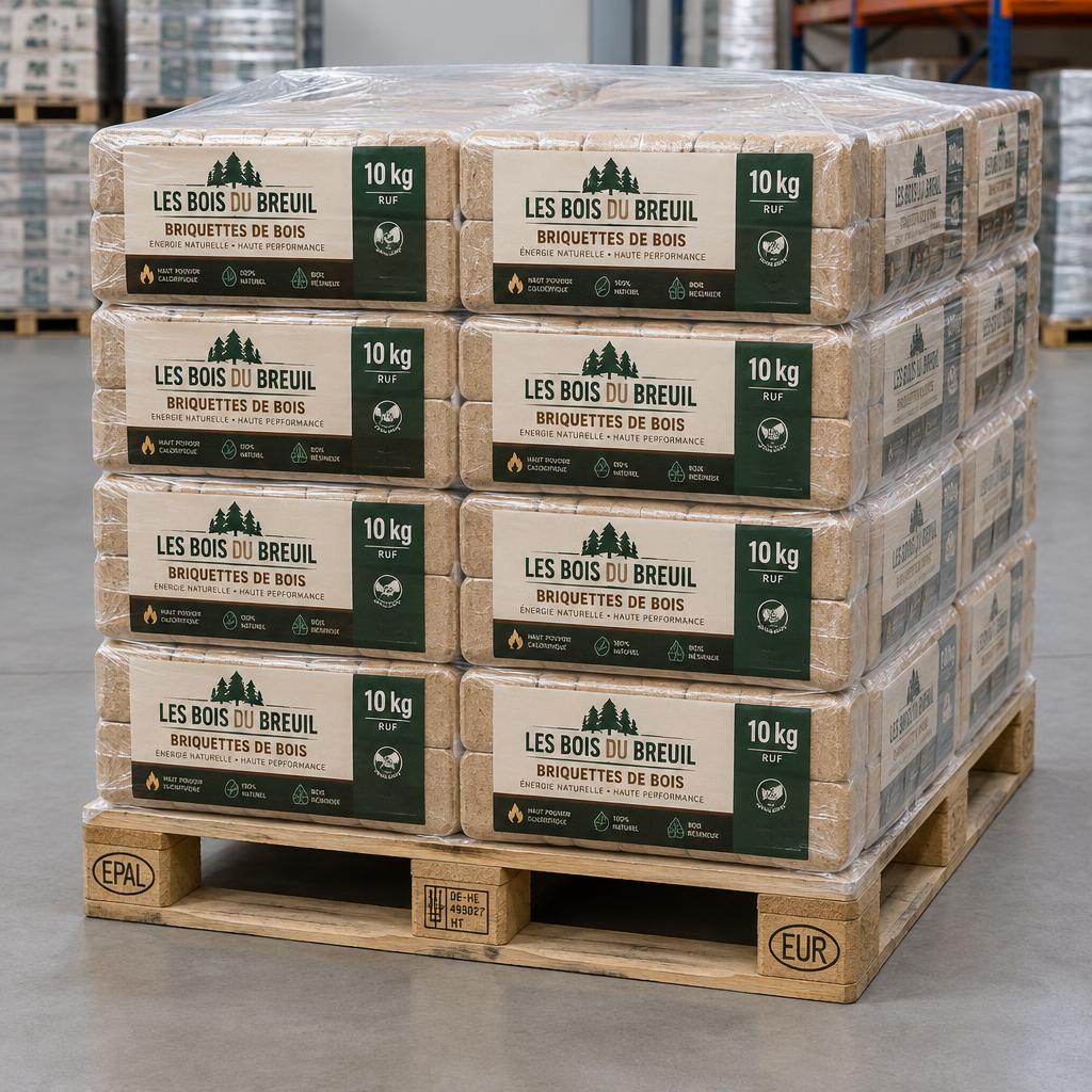 Briquettes de bois RUF - palette 750 kg (75 x 10 kg)