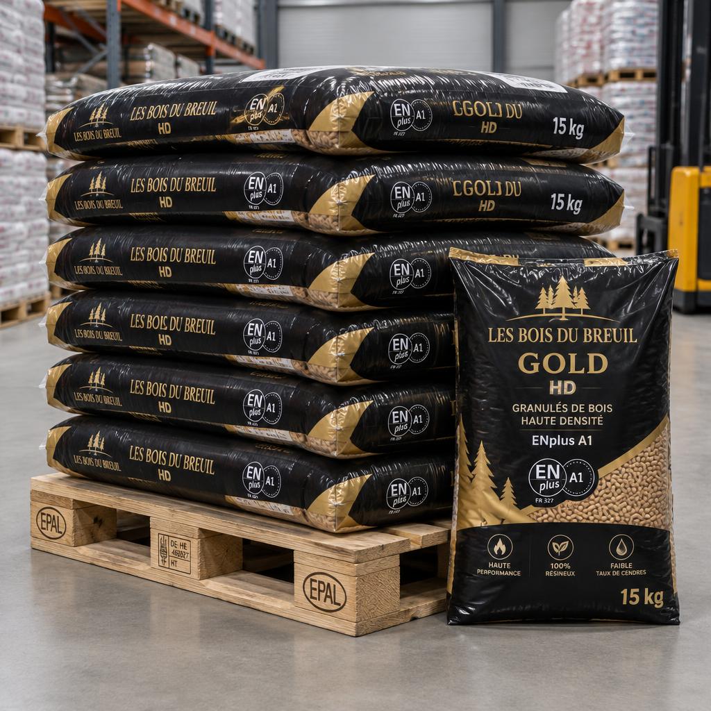 Granulés de résineux Gold HD ENplus A1 6 mm - palette complète 975 kg (65 x 15 kg)