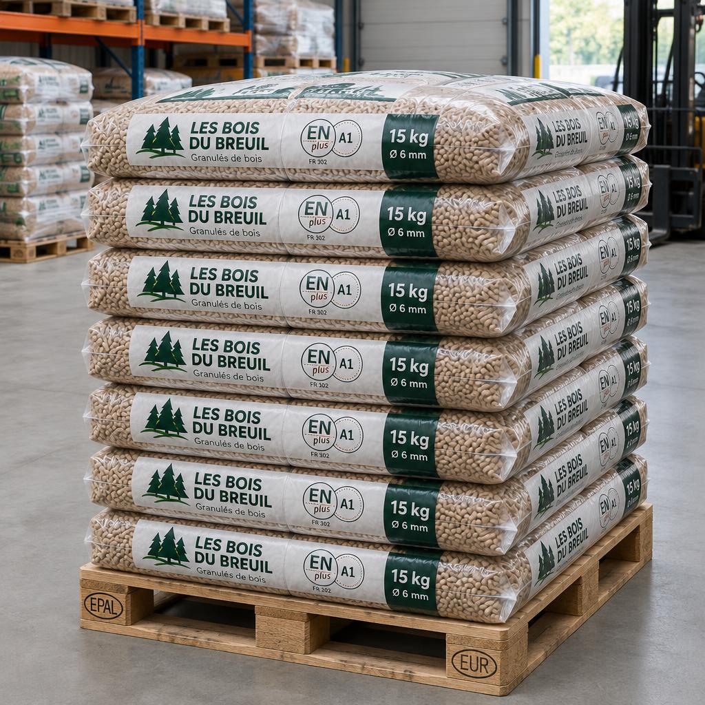 Granulés de bois ENplus A1 6 mm - palette 750 kg (50 x 15 kg)