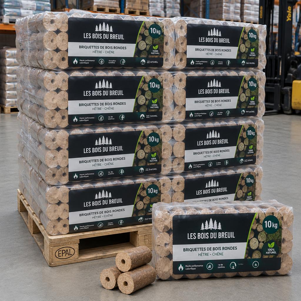 Briquettes Nestro hêtre-chêne - palette complète 960 kg (96 x 10 kg)