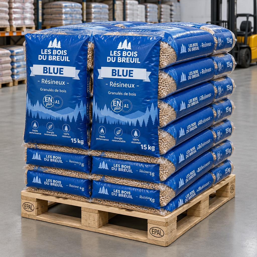 Granulés de résineux Blue ENplus A1 6 mm - palette complète 975 kg (65 x 15 kg)