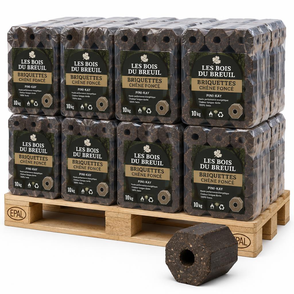 Briquettes de chêne Pini-Kay - palette complète 960 kg (96 x 10 kg)