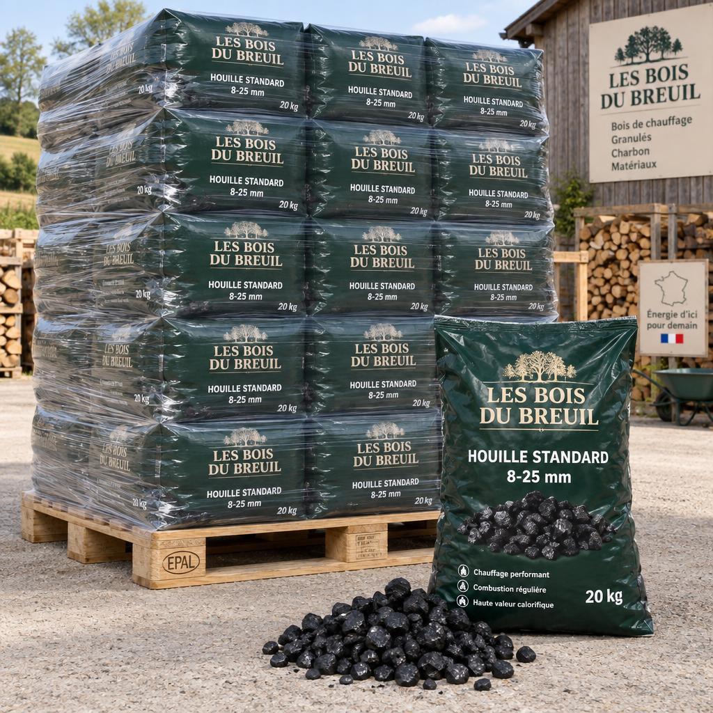 Houille Standard 8-25 mm, 25-27 MJ/kg - palette complète 1 000 kg (50 x 20 kg)