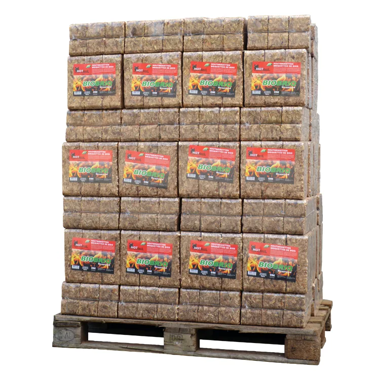 Palette de Briquettes de Bois BioBriq MegaRuf – 972 kg (108 paquets de 9 kg)